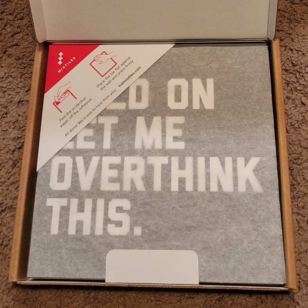 Mixtiles Hold On Let Me Overthink This wall tile NEW IN BOX decor